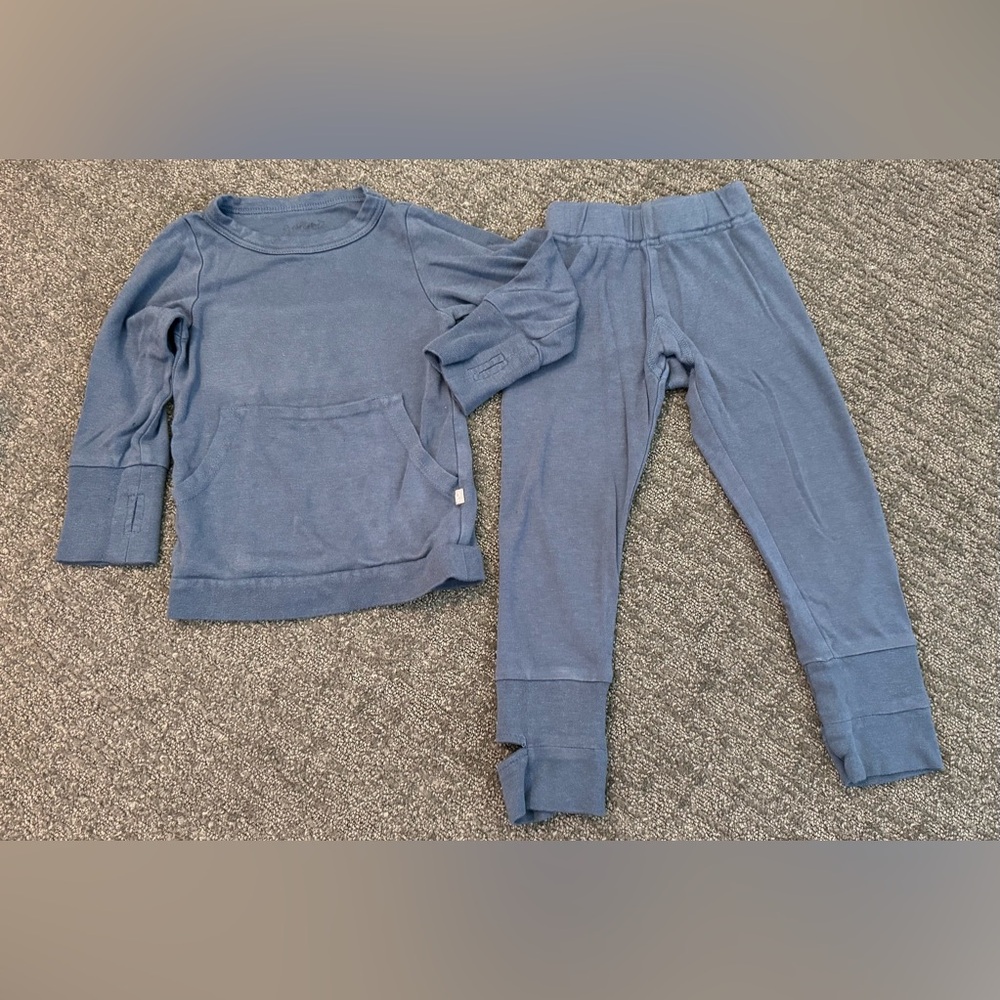 Blue Joggers Sweatpants Tapered Leg